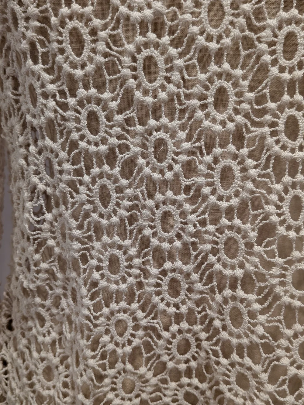 Adiva Crochet Boho Beach Top | Cream Long Sleeve, Granola Cottagecore Vacation - Picture 3 of 6